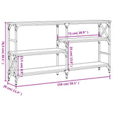 Tavolino Consolle Nero 150x29x76,5 cm in Legno Multistrato