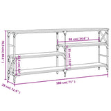 Tavolo Consolle Grigio Sonoma 180x29x76,5 cm Legno Multistrato