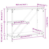 Tavolino Consolle Nero 88,5x30x75 cm in Legno Multistrato