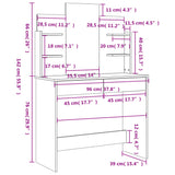 Toeletta con Specchio Bianco 96x39x142 cm