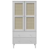 Armadio SENJA Aspetto Rattan Bianco 90x55x175 cm Massello Pino