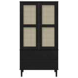 Armadio SENJA Aspetto Rattan Nero 90x55x175 cm Massello Pino