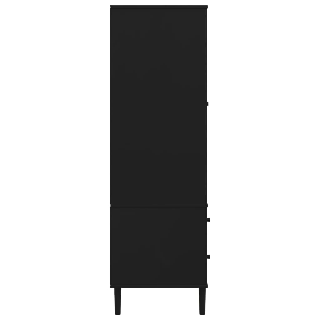 Armadio SENJA Aspetto Rattan Nero 90x55x175 cm Massello Pino