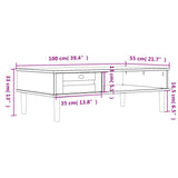 Tavolino SENJA Aspetto Rattan Bianco 100x55x33cm Legno Massello