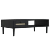 Tavolino SENJA Aspetto Rattan Nero 100x55x33cm Legno Massello