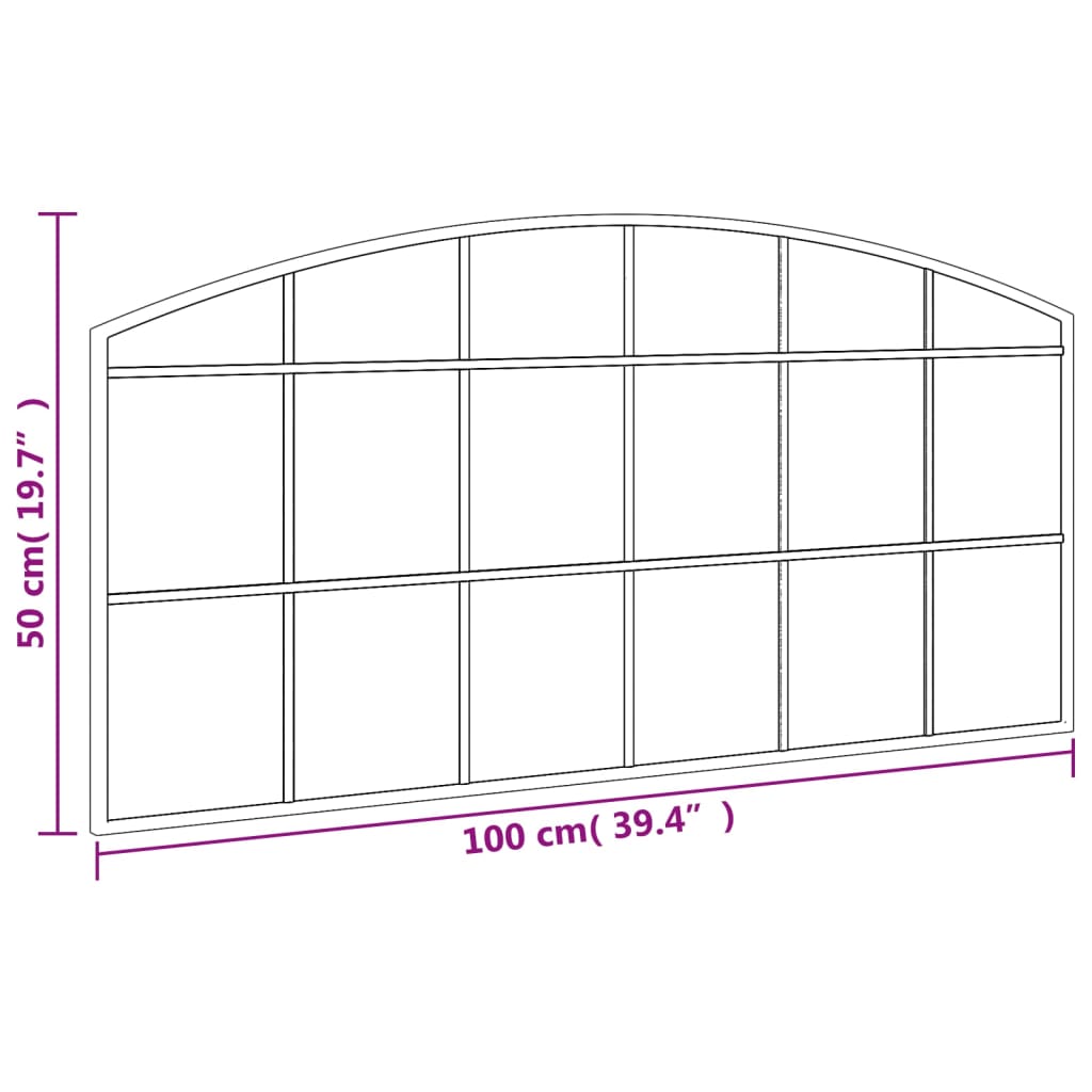 Specchio da Parete Nero 100x50 cm Arco in Ferro