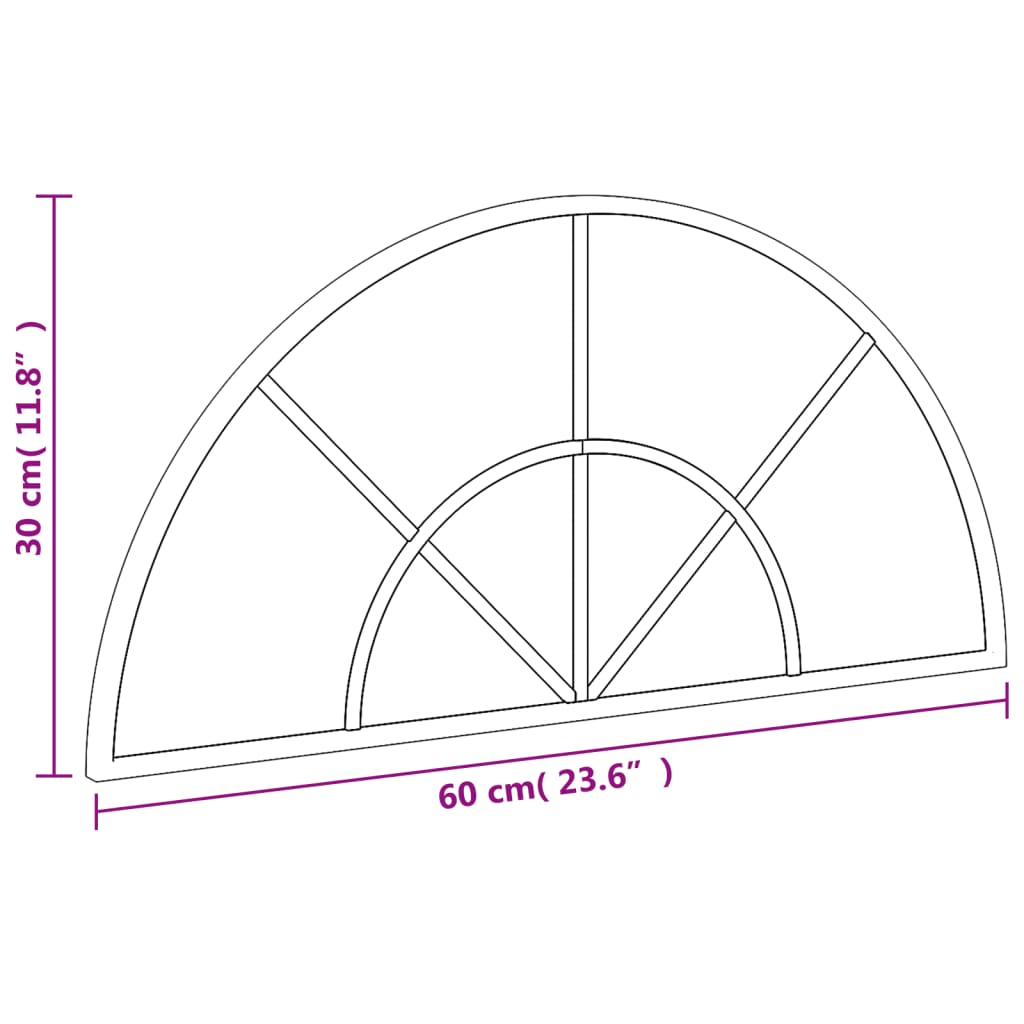 Specchio da Parete Nero 60x30 cm Arco in Ferro