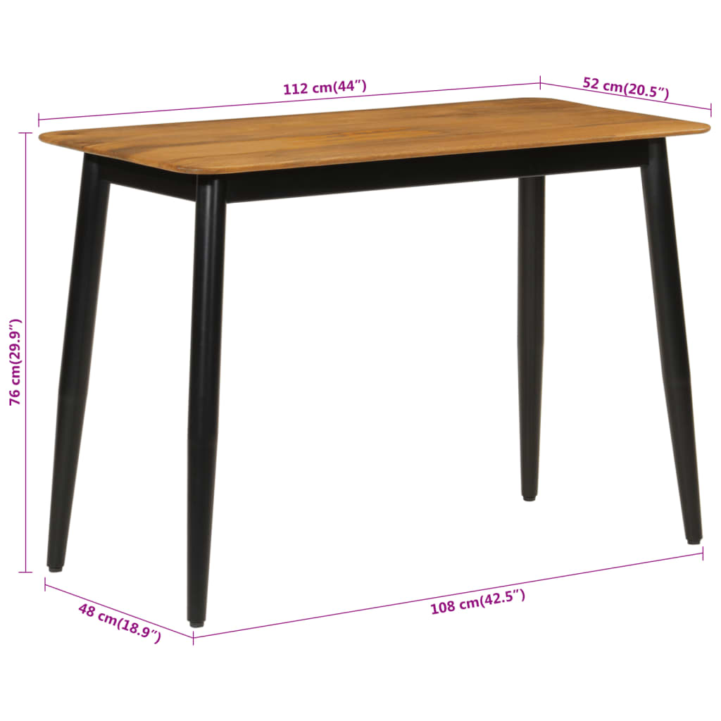 Tavolo da Pranzo 112x52x76 cm Legno Massello di Mango e Ferro