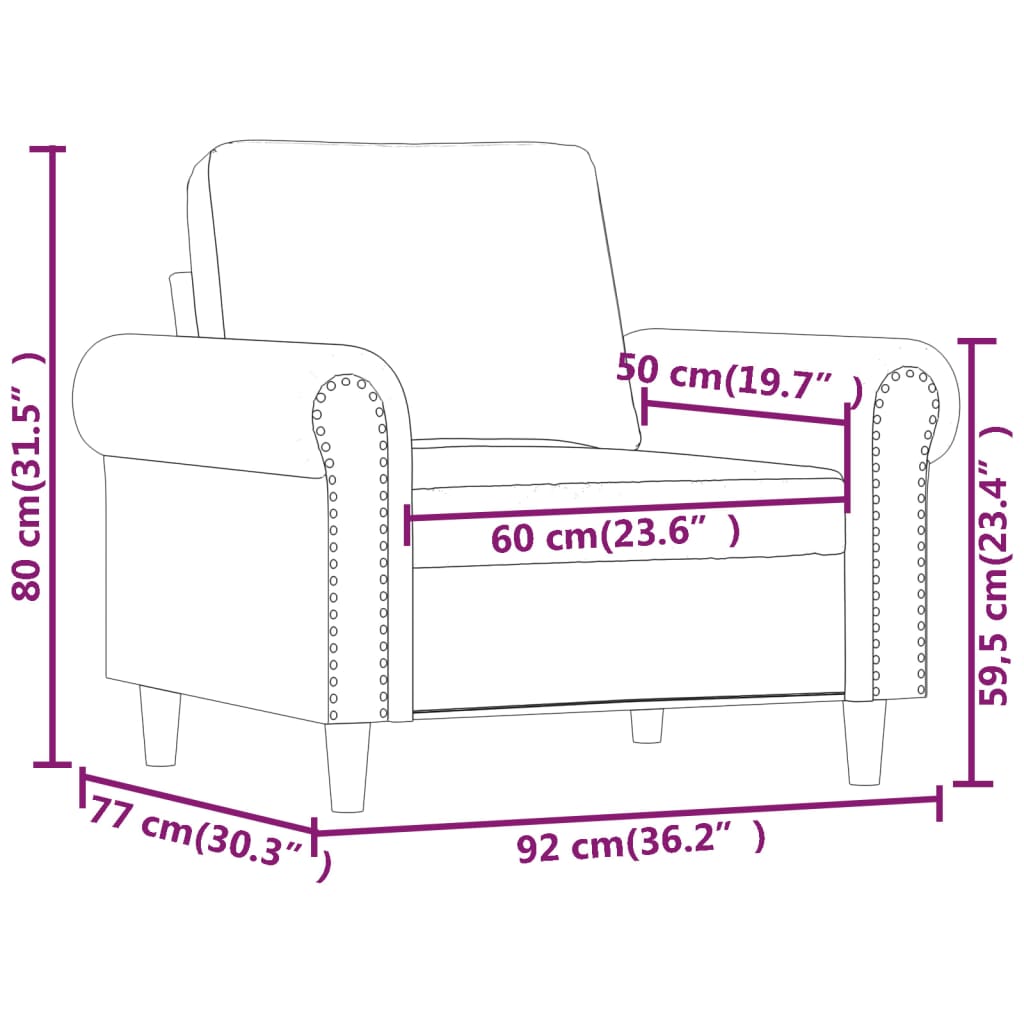 Poltrona Rosa 60 cm Velluto