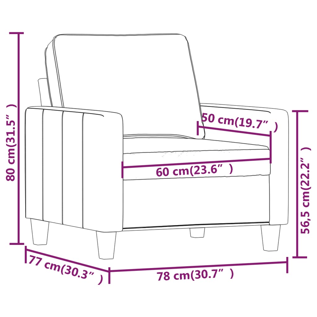 Poltrona Grigio Chiaro 60 cm in Tessuto