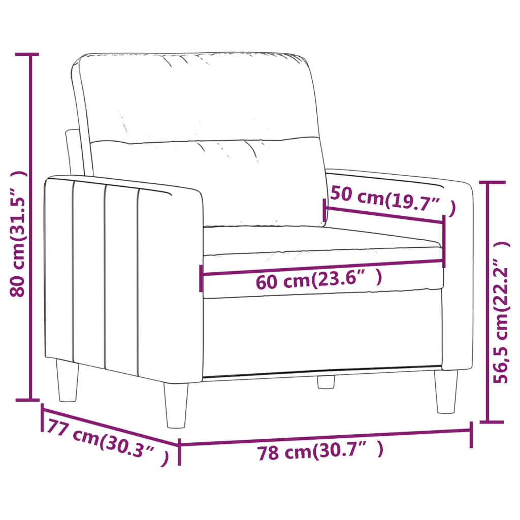 Poltrona Grigio Chiaro 60 cm in Tessuto