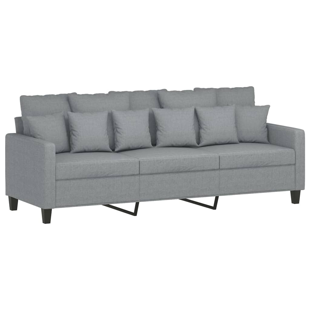 Divano a 3 Posti Grigio Chiaro 180 cm in Tessuto