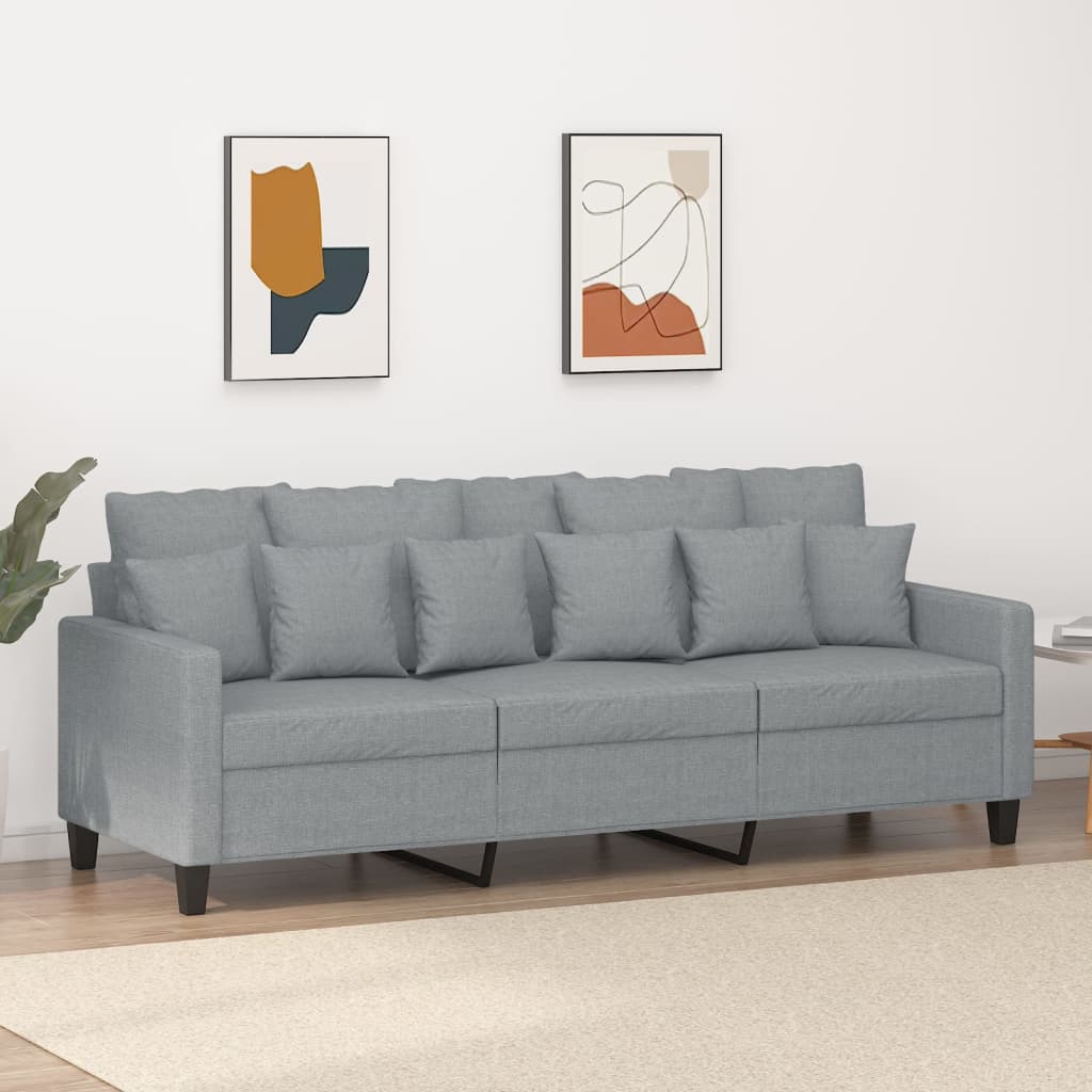 Divano a 3 Posti Grigio Chiaro 180 cm in Tessuto
