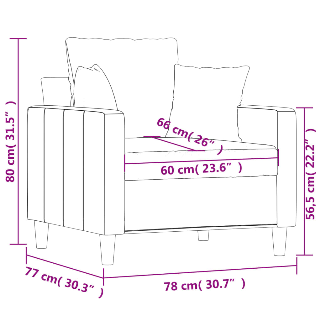 Poltrona Marrone 60 cm Velluto