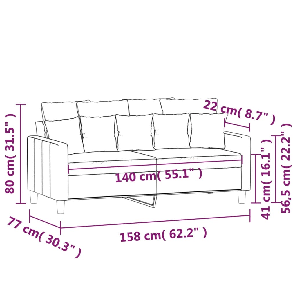 Divano a 2 Posti Grigio Chiaro 140 cm in Velluto