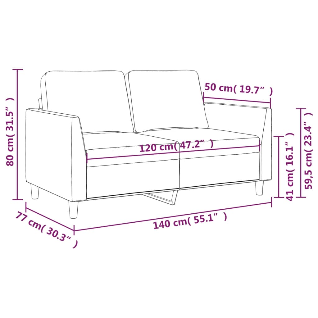 Divano a 2 Posti Cappuccino 140 cm in Similpelle