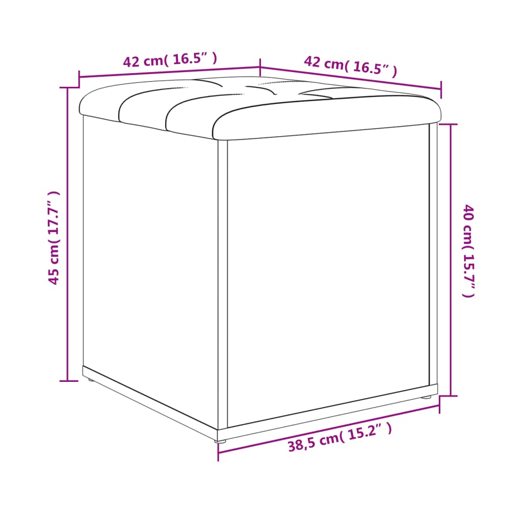 Panca Portaoggetti Grigio Cemento 42x42x45 cm Legno Multistrato