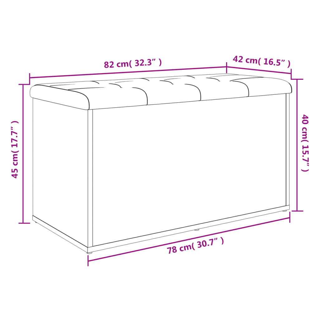 Panca Portaoggetti Grigio Cemento 82x42x45 cm Legno Multistrato