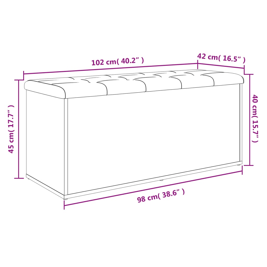 Panca Portaoggetti Nera 102x42x45 cm in Legno Multistrato