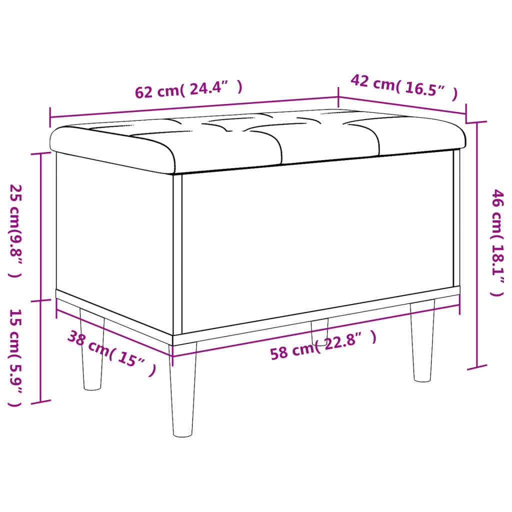 Panca Portaoggetti Grigio Sonoma 62x42x46 cm Legno Multistrato