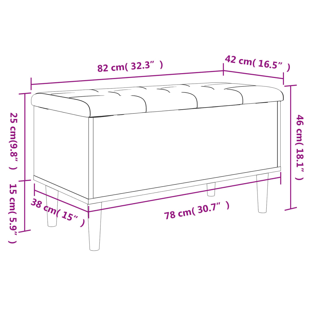 Panca Portaoggetti Bianca 82x42x46 cm in Legno Multistrato