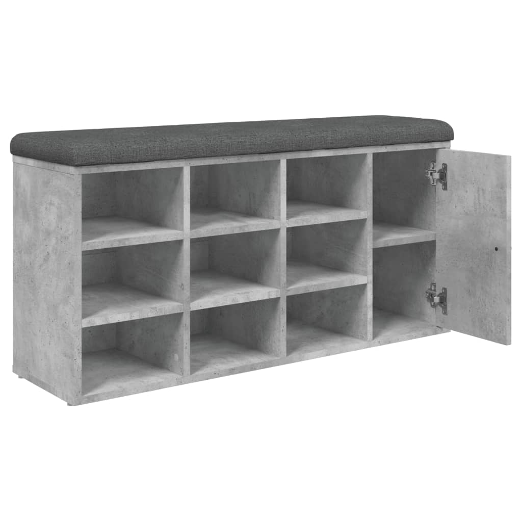 Panca Porta Scarpe Grigio Cemento 102x32x50cm Legno Multistrato