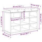 Panca Porta Scarpe Grigio Cemento 82x32x50cm Legno Multistrato