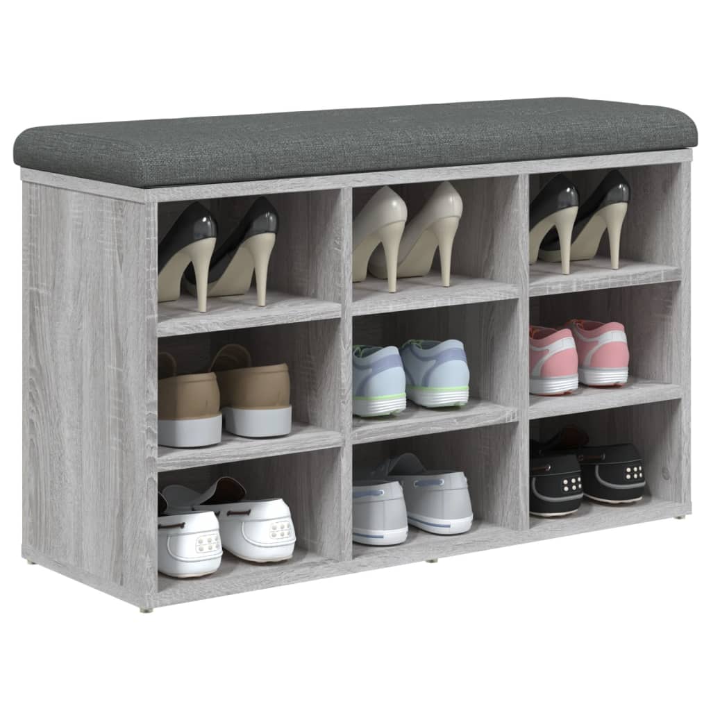 Panca Porta Scarpe Grigio Sonoma 82x32x50 cm Legno Multistrato