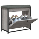 Panca Portascarpe Cassetto Ribaltabile Grigio Sonoma 62x32x56cm