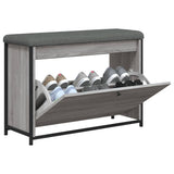 Panca Portascarpe Cassetto Ribaltabile Grigio Sonoma 82x32x56cm