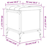 Panca Portaoggetti Rovere Fumo 42x42x45 cm Legno Multistrato