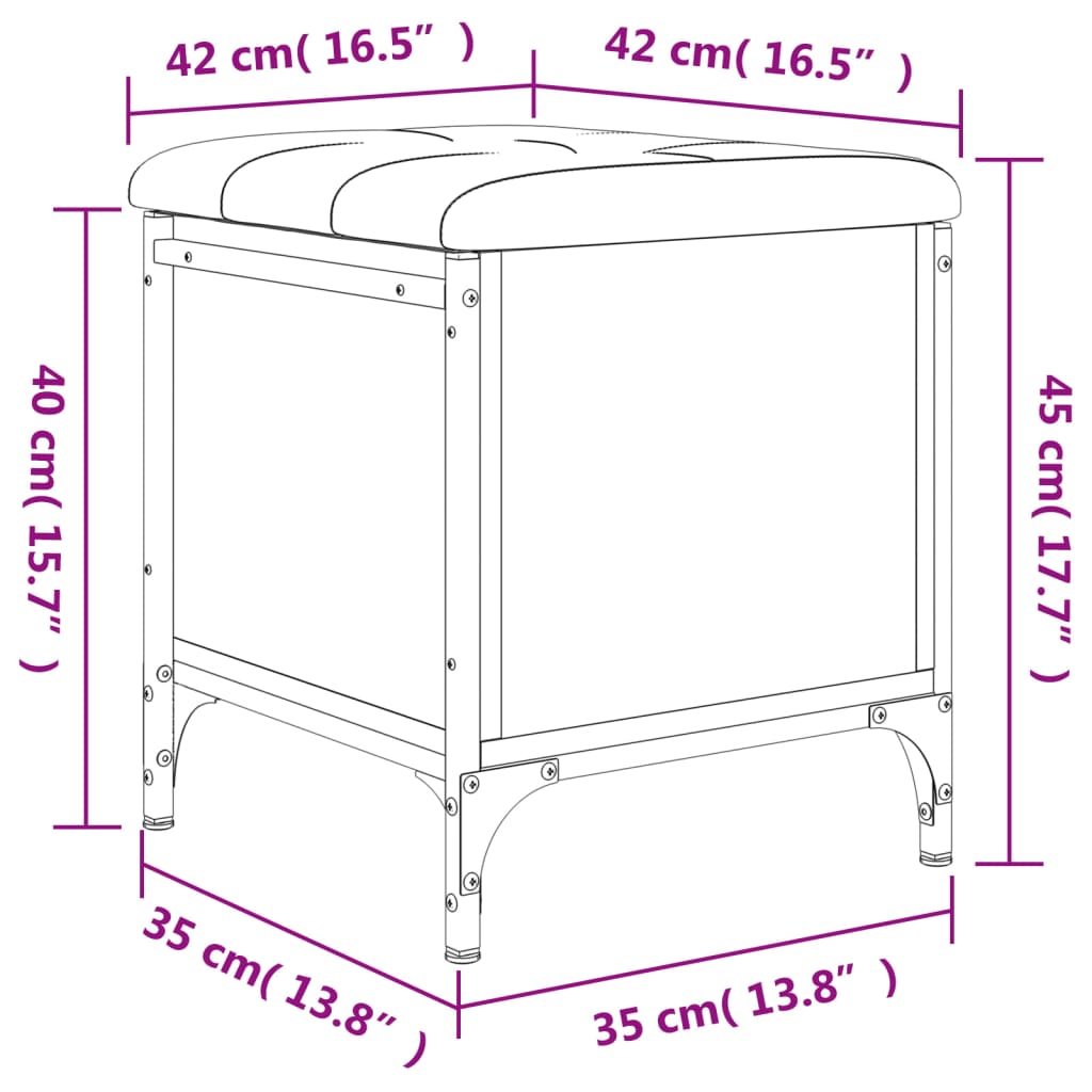 Panca Portaoggetti Grigio Sonoma 42x42x45 cm Legno Multistrato