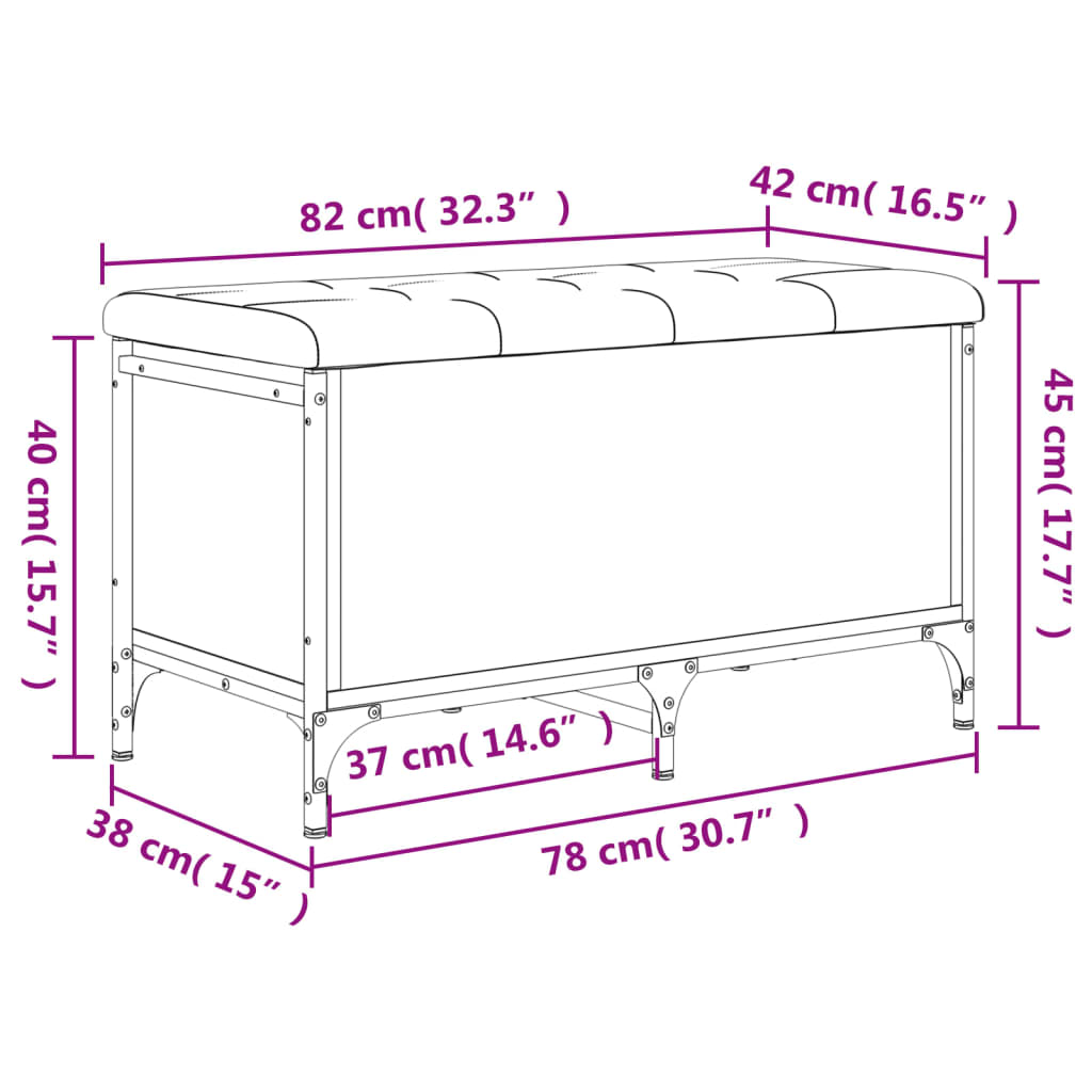 Panca Portaoggetti Rovere Sonoma 82x42x45 cm Legno Multistrato