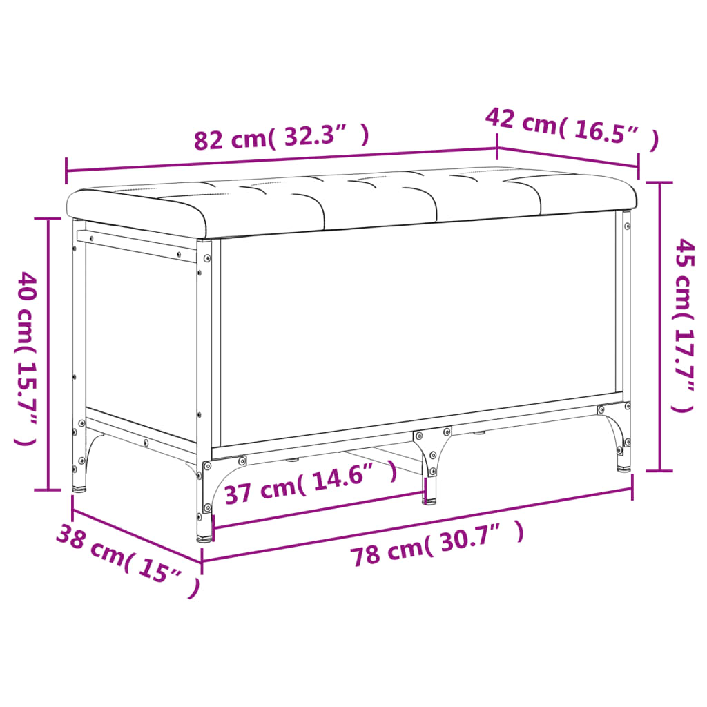 Panca Portaoggetti Rovere Marrone 82x42x45 cm Legno Multistrato