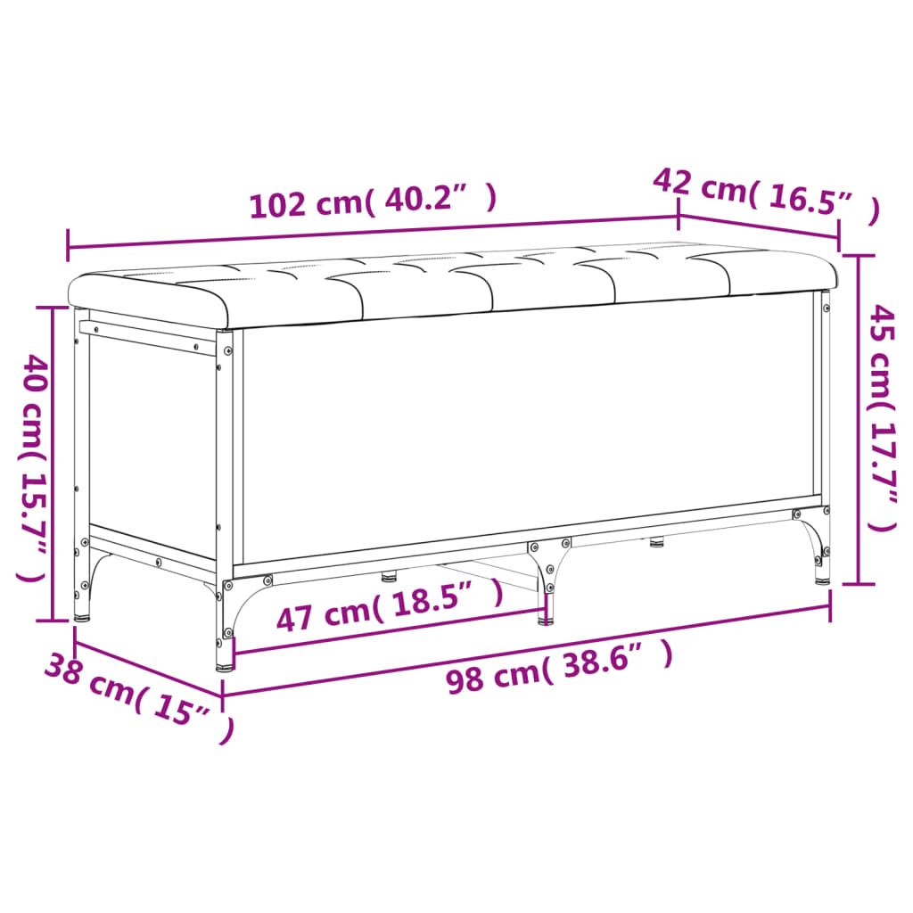 Panca Portaoggetti Rovere Marrone 102x42x45cm Legno Multistrato