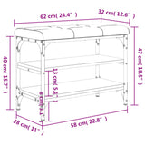 Panca Porta Scarpe Rovere Fumo 62x32x47 cm in Legno Multistrato