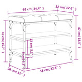 Panca Porta Scarpe Grigio Sonoma 62x32x47 cm Legno Multistrato