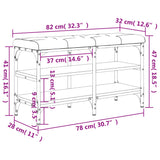 Panca Porta Scarpe Nera 82x32x47 cm in Legno Multistrato