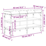 Panca Porta Scarpe Rovere Fumo 82x32x47 cm in Legno Multistrato