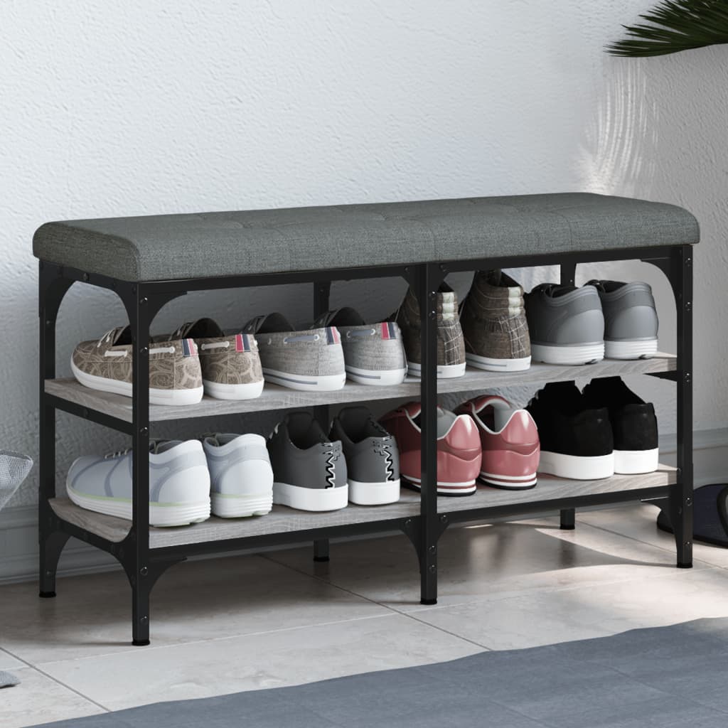 Panca Porta Scarpe Grigio Sonoma 82x32x47 cm Legno Multistrato