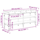 Panca Porta Scarpe Nera 102x32x47 cm in Legno Multistrato