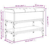 Panca Portaoggetti Nera 62x32x45 cm in Legno Multistrato