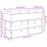 Panca Portaoggetti Nera 82x32x45 cm in Legno Multistrato