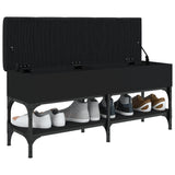 Panca Porta Scarpe Nera 102x32x45 cm in Legno Multistrato