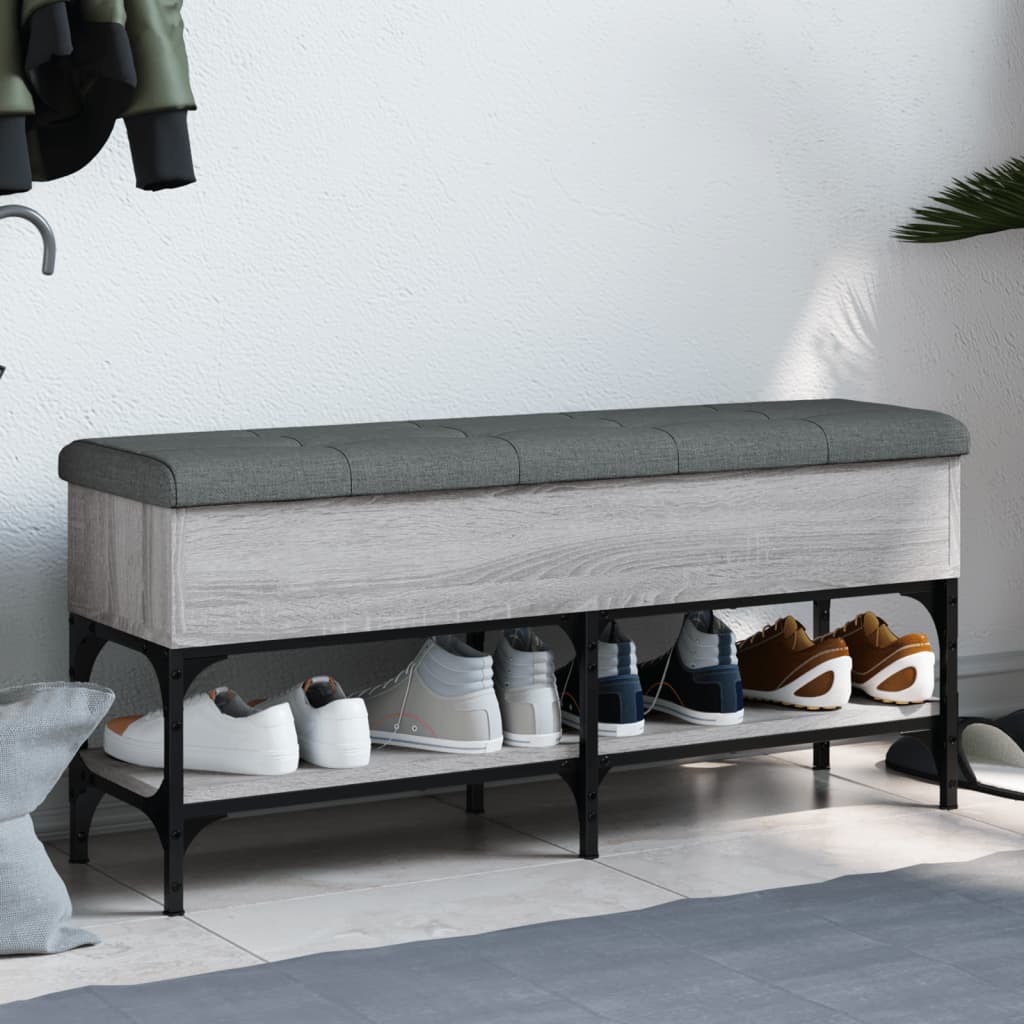 Panca Porta Scarpe Grigio Sonoma 102x32x45 cm Legno Multistrato