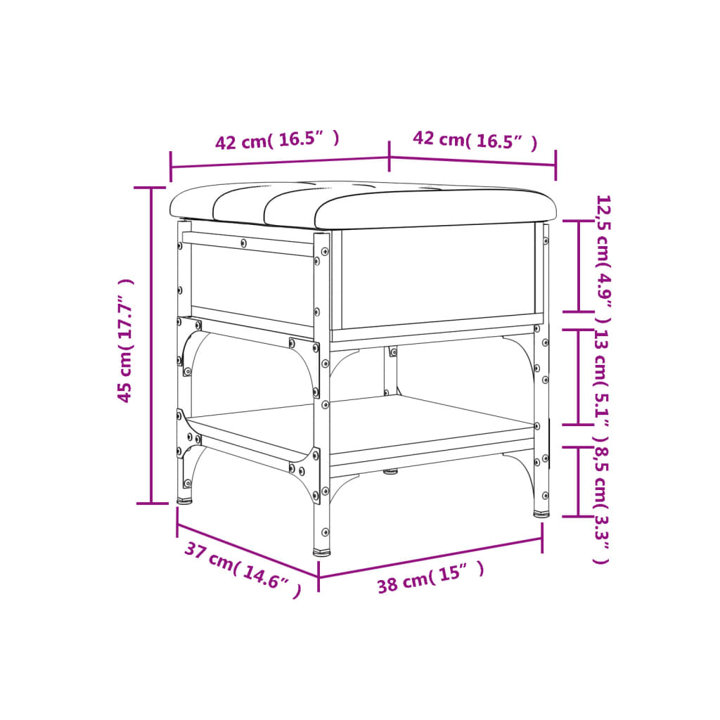 Panca Porta Scarpe Grigio Sonoma 42x42x45 cm Legno Multistrato