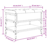 Panca Porta Scarpe Rovere Fumo 62x42x45 cm in Legno Multistrato