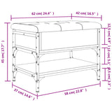 Panca Porta Scarpe Grigio Sonoma 62x42x45 cm Legno Multistrato