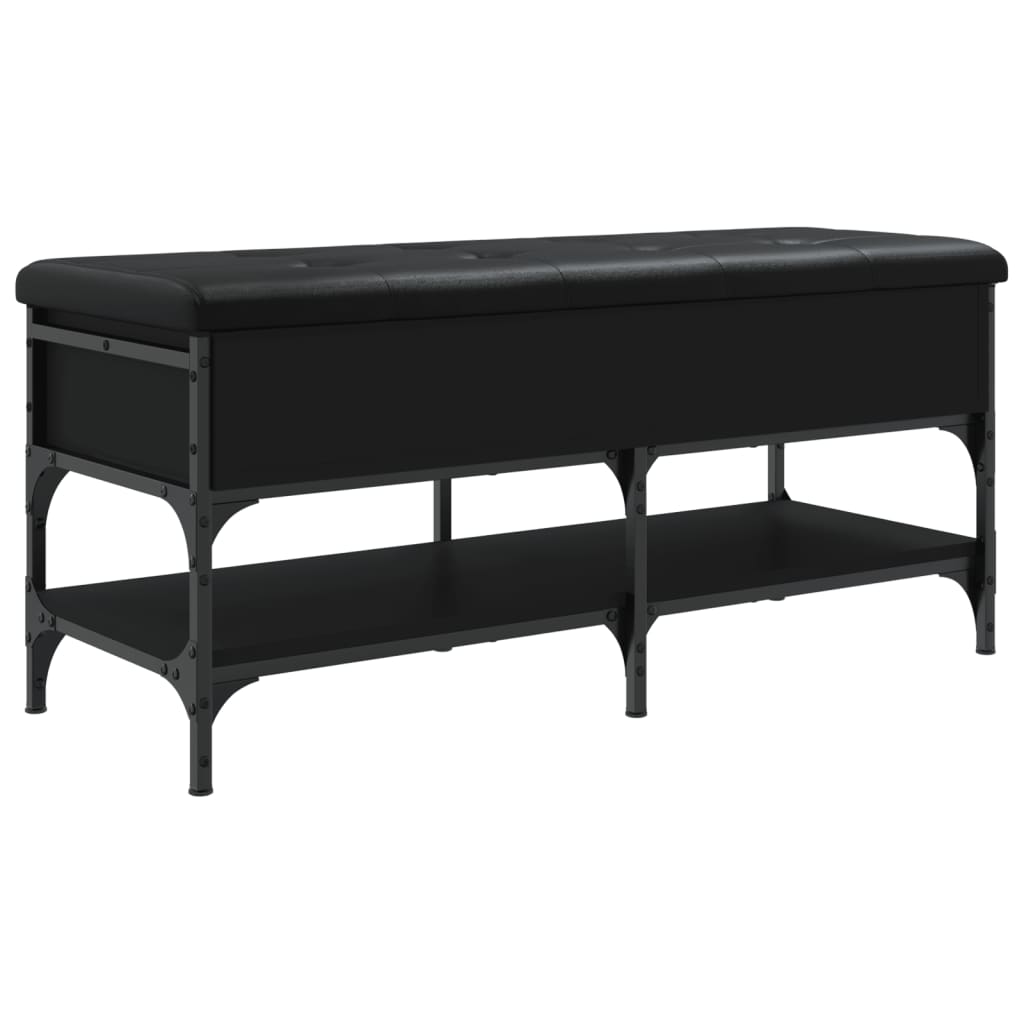 Panca Porta Scarpe Nera 102x42x45 cm in Legno Multistrato