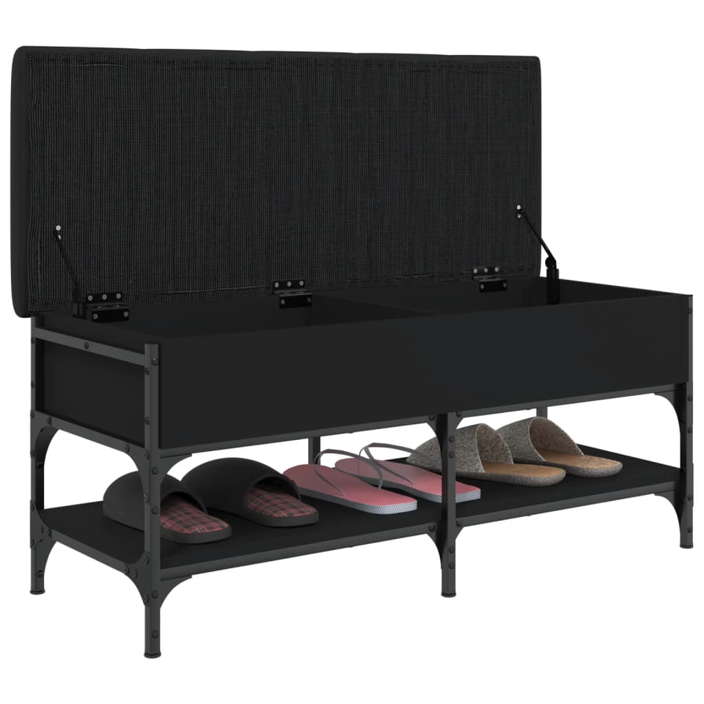 Panca Porta Scarpe Nera 102x42x45 cm in Legno Multistrato